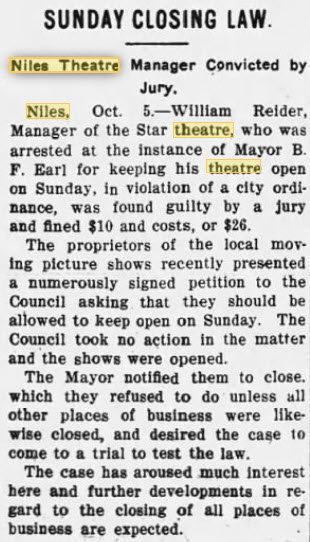 Star Theatre - 06 Oct 1909 Manager Arrested